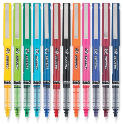 Pilot Precise V5 Fine 0.5 mm Rollerball Pen - Assorted Ink and Barrel Colors (12/Pack)