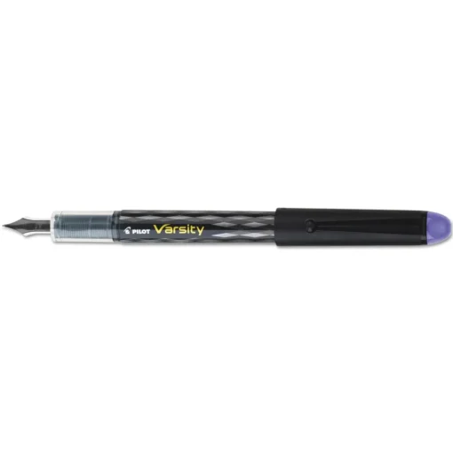 Pilot Varsity Medium 1 mm Fountain Pen - Purple Ink/Clear/Black/Purple Barrel