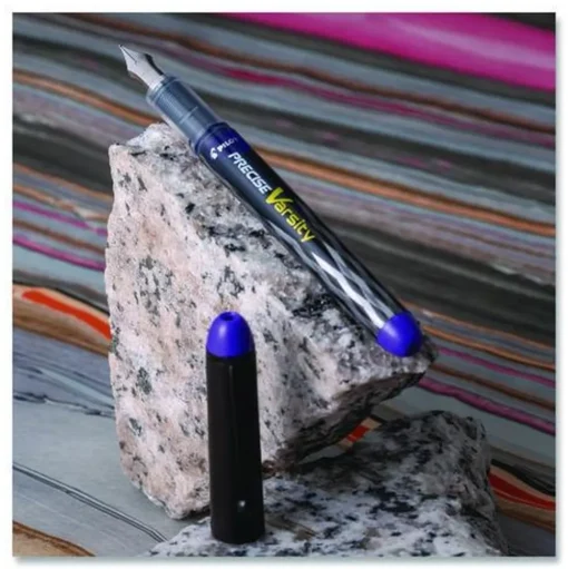 Pilot Varsity Medium 1 mm Fountain Pen - Purple Ink/Clear/Black/Purple Barrel