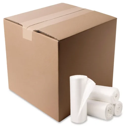 Pitt Plastics Eco Strong Plus 33 in. x 39 in. 13 mic 33 Gallon Can Liners - Natural (250/Carton)