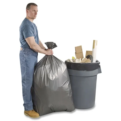 Platinum Plus 33 Gallon 1.35 mil 33 in. x 40 in. Can Liners - Gray (50/Carton)