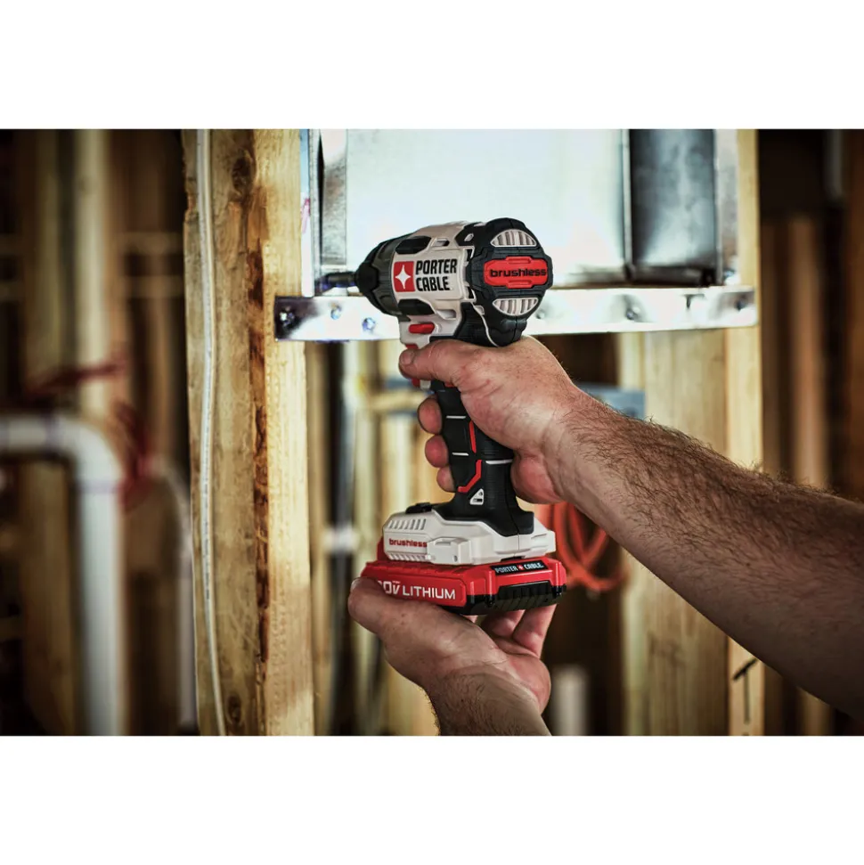 Porter-Cable 20V MAX 1.5 Ah Cordless Lithium-Ion Brushless 1/4 in. Impact Driver Kit