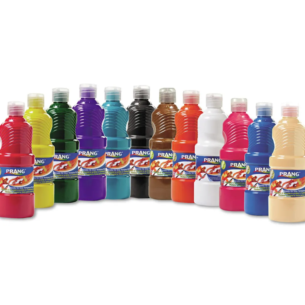 Prang 16 oz. Bottle Ready-to-Use Tempera Paint - 12 Assorted Colors (12/Pack)