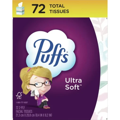 Puffs Ultra Soft 2-Ply Facial Tissue - White (24/Carton)
