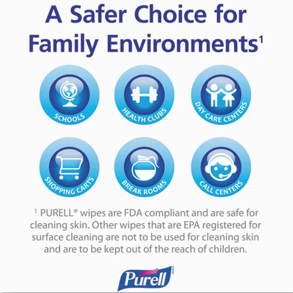 PURELL 9111-12 5.78 in. x 7 in. Premoistened Hand Sanitizing Wipes - Fresh Citrus, White (12/Carton)