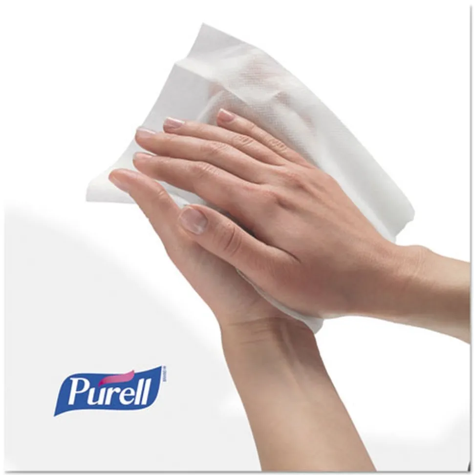 PURELL 9111-12 5.78 in. x 7 in. Premoistened Hand Sanitizing Wipes - Fresh Citrus, White (12/Carton)