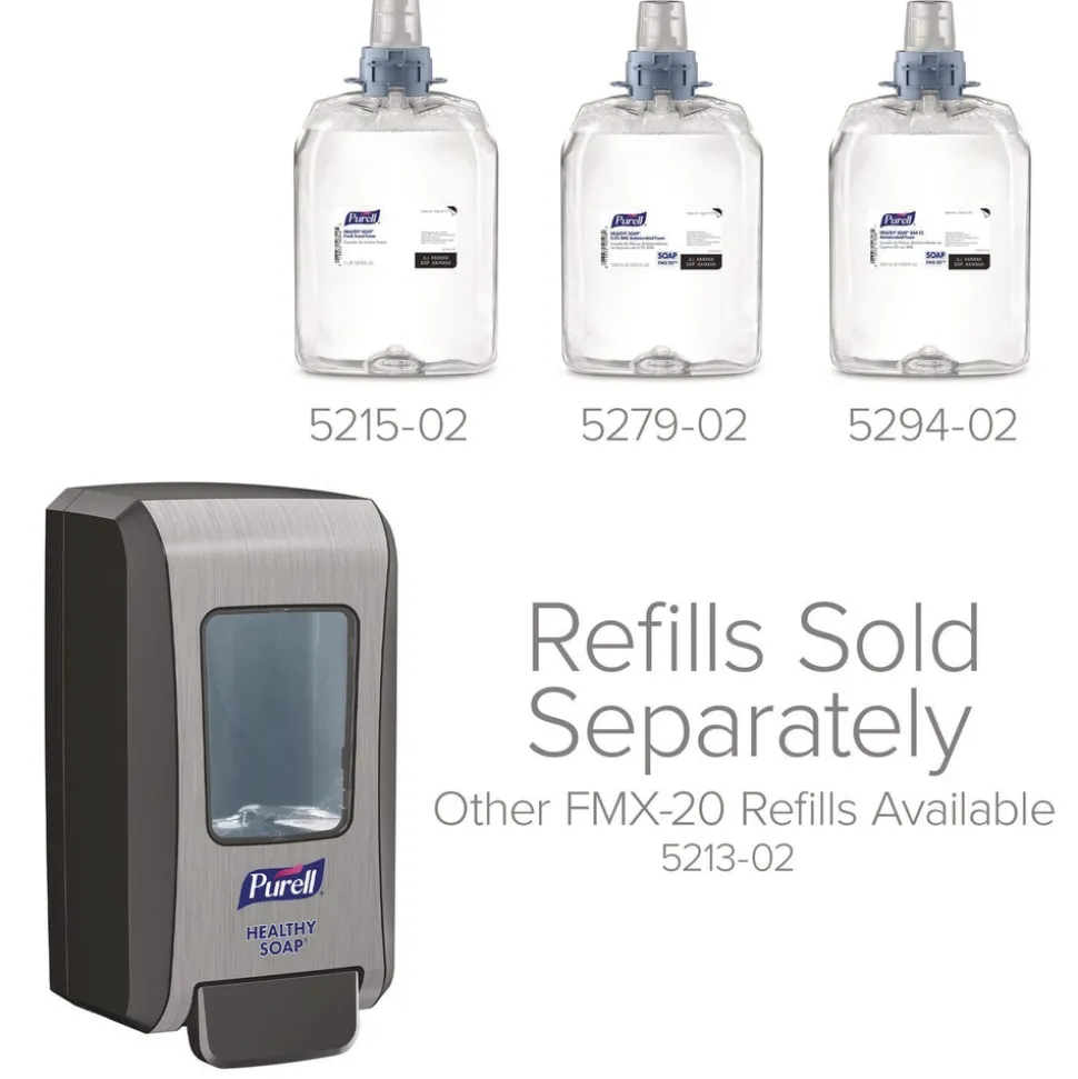 PURELL 2000 ml 6.5 in. x 4.65 in. x 11.86 in. Fmx-20 Soap Push-Style Dispenser - Graphite/Chrome (6/carton)