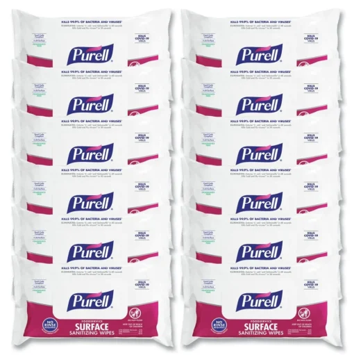 PURELL 1-Ply 7.4 in. x 9 in. Fragrance-Free Foodservice Surface Sanitizing Wipes - White (12 Pouches/Carton)