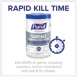 PURELL 1-Ply 7 in. x 8 in. Fresh Citrus Professional Surface Disinfecting Wipes - White (6 Canisters/Carton)