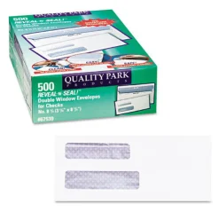 Quality Park 3.63 in. x 8.63 in. #8 5/8 Commercial Flap Self-Adhesive Closure Reveal-N-Seal Envelope - White (500/Box)