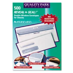 Quality Park 3.63 in. x 8.63 in. #8 5/8 Commercial Flap Self-Adhesive Closure Reveal-N-Seal Envelope - White (500/Box)