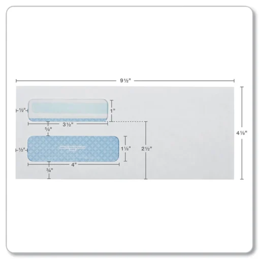 Quality Park 4.13 in. x 9.5 in. #10 Commercial Flap Redi-Seal Adhesive Closure Double Window Redi-Seal Security-Tinted Envelope - White (500/Box)