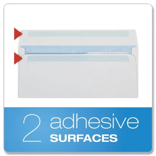 Quality Park 4.13 in. x 9.5 in. #10 Commercial Flap Redi-Seal Adhesive Closure Double Window Redi-Seal Security-Tinted Envelope - White (500/Box)