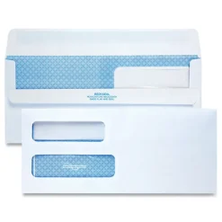 Quality Park 4.13 in. x 9.5 in. #10 Commercial Flap Redi-Seal Adhesive Closure Double Window Redi-Seal Security-Tinted Envelope - White (500/Box)