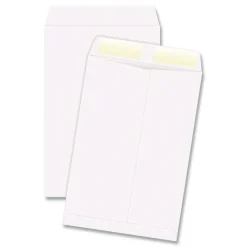 Quality Park 6 in. x 9 in. No. 1 28 lbs. Bond Weight Kraft Square Flap Gummed Closure Catalog Envelope - White (500/Box)