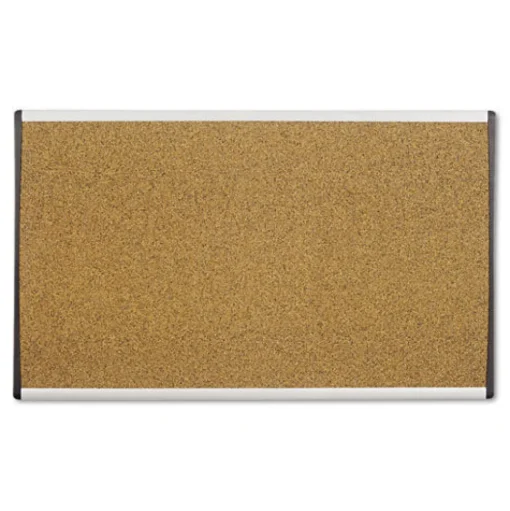 Quartet 30 in. x 18 in. ARC Frame Cubicle Cork Bulletin Board - Tan Surface/Satin Aluminum Frame