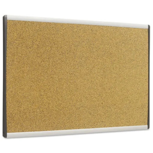 Quartet 30 in. x 18 in. ARC Frame Cubicle Cork Bulletin Board - Tan Surface/Satin Aluminum Frame