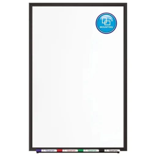 Quartet 72 in. x 48 in. Classic Series Porcelain Magnetic Dry Erase Board - White Surface, Black Aluminum Frame