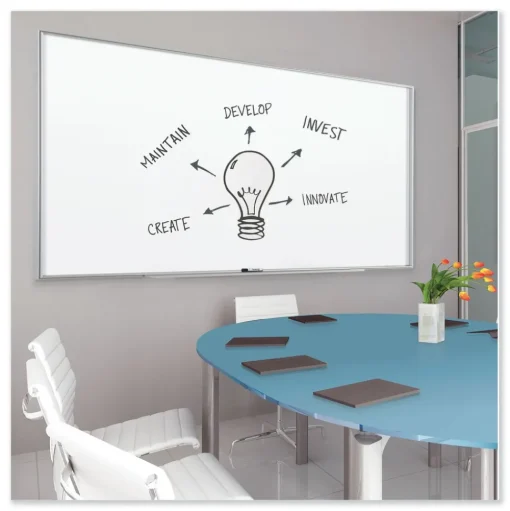 Quartet Fusion Nano-Clean 96 in. x 48 in. Magnetic Whiteboard - White/Silver