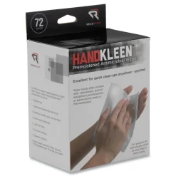 Read Right HandKleen 7 in. x 5 in. Foil Packet Premoistened Antibacterial Wipes - Unscented White (72/Box)