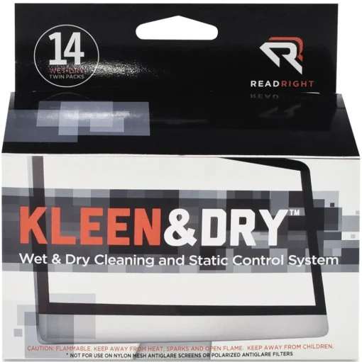 Read Right ScreenKleen 5 in. x 5 in. 2-Step Wet and Dry Cleaning Wipes - Unscented (14/Box)
