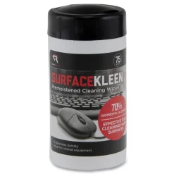 Read Right SurfaceKleen 6.38 in. x 5.4 in. Tub Premoistened Alcohol Cleaning Wipes - Unscented White (75/Pack)