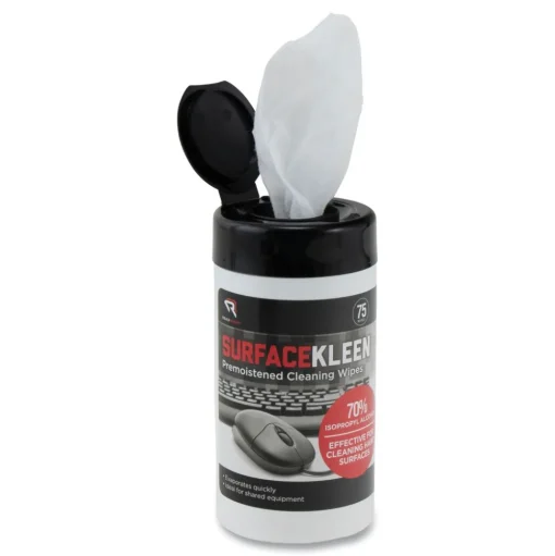 Read Right SurfaceKleen 6.38 in. x 5.4 in. Tub Premoistened Alcohol Cleaning Wipes - Unscented White (75/Pack)