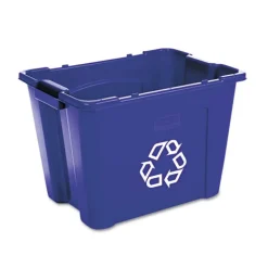 Rubbermaid Commercial 14 Gallon Polyethylene Stacking Recycle Bin - Blue