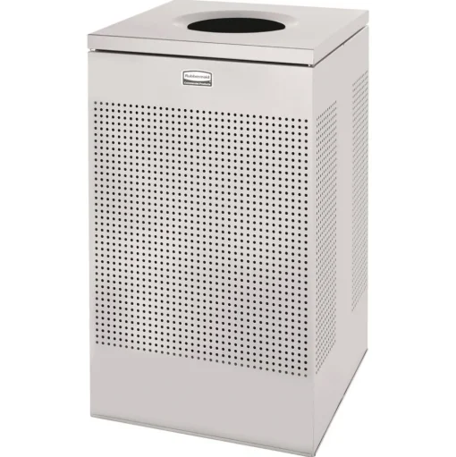 Rubbermaid Commercial 20 Gallon Steel Designer Line Silhouettes Waste Receptacle - Silver Metallic
