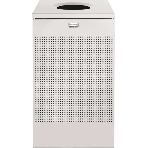 Rubbermaid Commercial 20 Gallon Steel Designer Line Silhouettes Waste Receptacle - Silver Metallic
