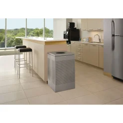 Rubbermaid Commercial 20 Gallon Steel Designer Line Silhouettes Waste Receptacle - Silver Metallic