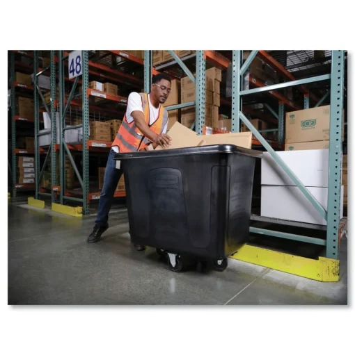 Rubbermaid Commercial 149 gal 600 lb Capacity Plastic Cube Truck - Black
