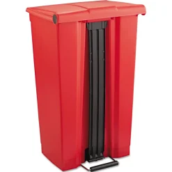 Rubbermaid Commercial 23 Gallon Indoor Utility Step-On Plastic Waste Container - Red