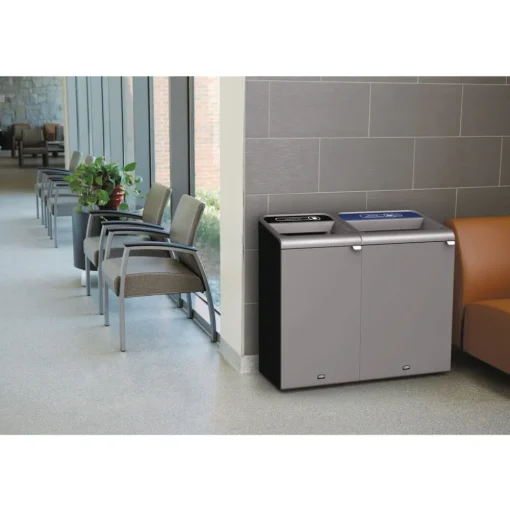 Rubbermaid Commercial 33 Gallon Configure 1 Stream Mixed Recycling Waste Receptacle - Gray