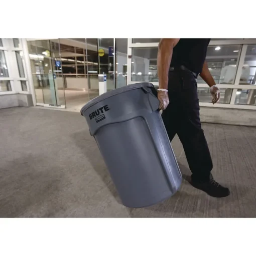 Rubbermaid Commercial 10 gal. Vented Round Plastic Brute Container - Gray