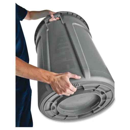 Rubbermaid Commercial 10 gal. Vented Round Plastic Brute Container - Gray