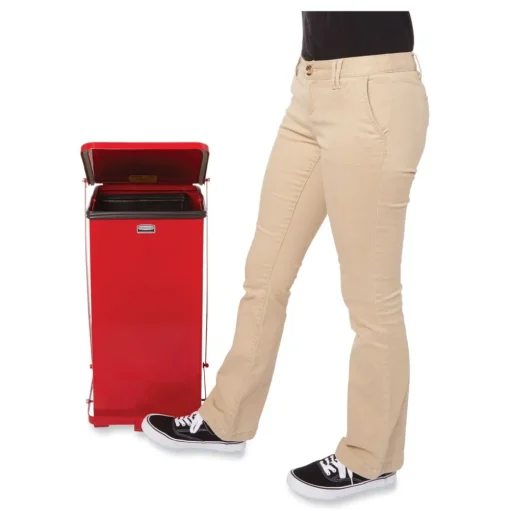 Rubbermaid Commercial 4 gal. Defenders Heavy-Duty Steel Step Can - Red