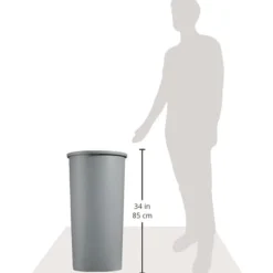 Rubbermaid Commercial 22 Gallon Round Plastic Untouchable Waste Container - Gray