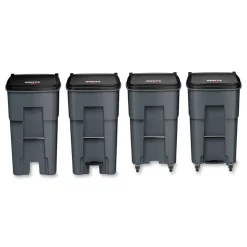 Rubbermaid Commercial 65 Gallon Square Polyethylene Brute Rollout Heavy-Duty Waste Container - Gray