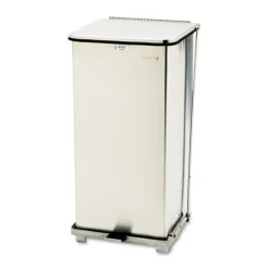 Rubbermaid Commercial 13 gal. Defenders Heavy-Duty Steel Step Can - Stainless Steel