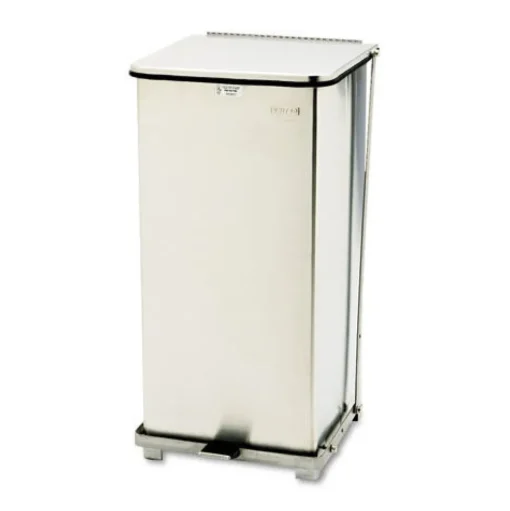 Rubbermaid Commercial 13 gal. Defenders Heavy-Duty Steel Step Can - Stainless Steel