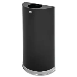Rubbermaid Commercial 12 gal. European and Metallic Series Open Top Half-Round Steel Receptacle - Black/Chrome