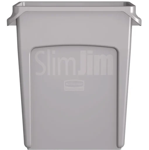 Rubbermaid Commercial 15.875 Gallon Rectangular Plastic Slim Jim Waste Container with handles - Light Gray