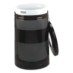 Rubbermaid Commercial 51 gal. Classics Perforated Steel Open Top Receptacle - Black