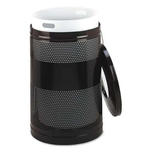 Rubbermaid Commercial 51 gal. Classics Perforated Steel Open Top Receptacle - Black