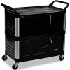 Rubbermaid Commercial 40.63 in. x 20.75 in. x 37.81 in. 300 lbs. Capacity 3 Shelves Plastic Xtra Equipment Cart - Black
