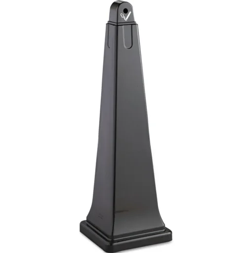 Rubbermaid Commercial 12.25 in. x 39.75 in. 1 gal. GroundsKeeper Pyramid Cigarette Waste Collector - Black