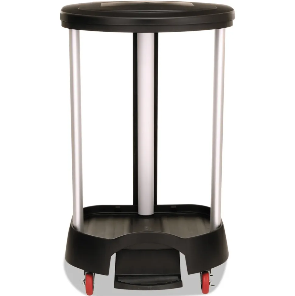 Rubbermaid Commercial 20.38 in. x 22.25 in. x 37.88 in. 30 Gallon Aluminum/Plastic Premium Step-On Linen Hamper - Black