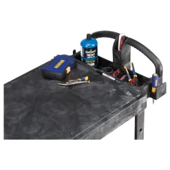 Rubbermaid Commercial 19.19 in. x 37.88 in. x 33.33 in. 500 lb. Capacity Plastic Flat Shelf Utility Cart - Black