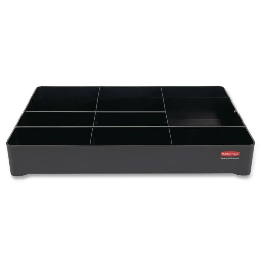 Rubbermaid Commercial 18.75 in. x 3.62 in. 11-Section Amenity Organizer for all Rubbermaid Commercial Full-Size and Compact Housekeeping Carts - Black